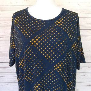 LulaRoe Classic T XXS Blue & Yellow Print
